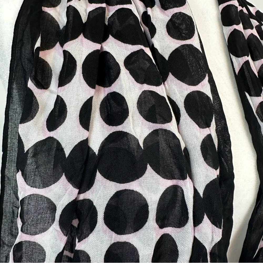 Kate Spade Polka Dot Mod Scarf Black White Pink - Picture 5 of 7